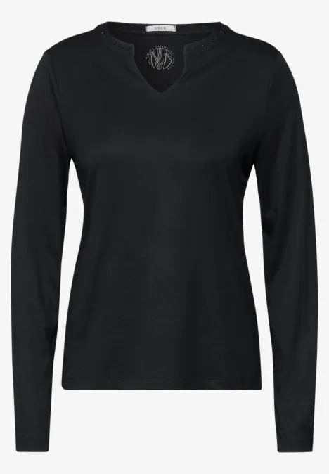Shirt mit Schmucksteinchen Black