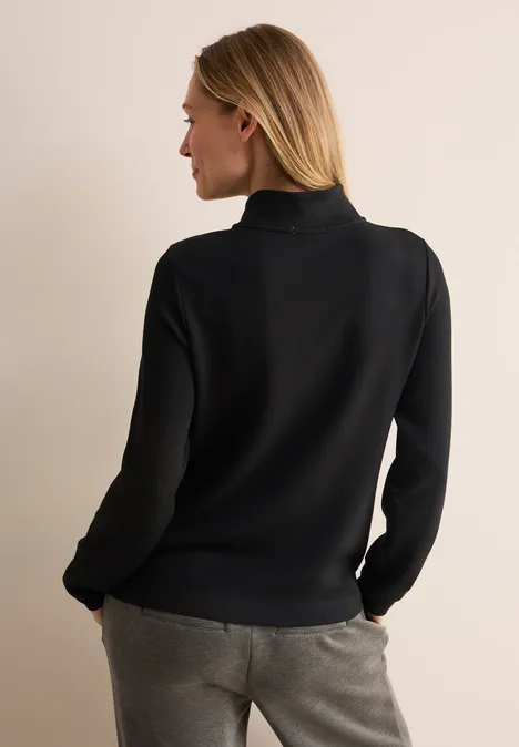 T-Shirt mit Troyer-Kragen Black