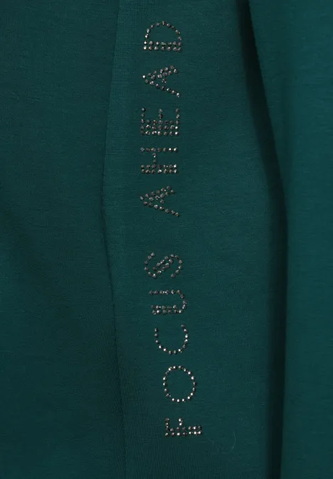 T-Shirt mit Troyer-Kragen petrol green