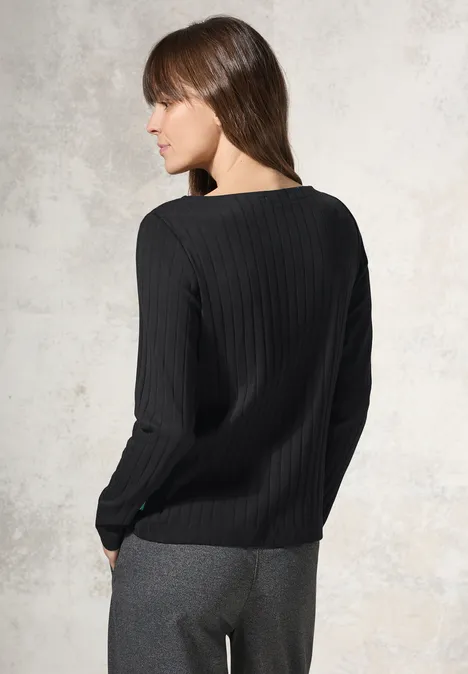 Shirt mit Rippstruktur Black