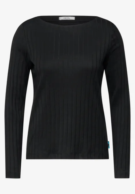 Shirt mit Rippstruktur Black