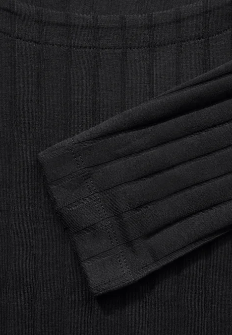 Shirt mit Rippstruktur Black
