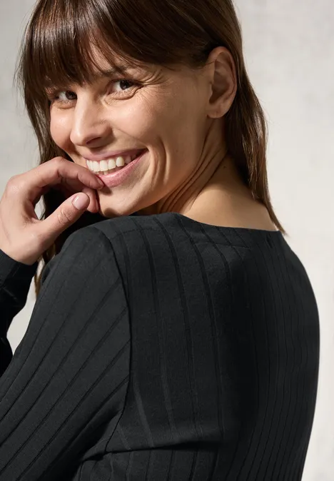 Shirt mit Rippstruktur Black