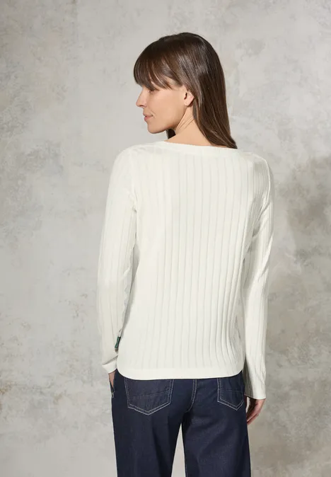 Shirt mit Rippstruktur vanilla white