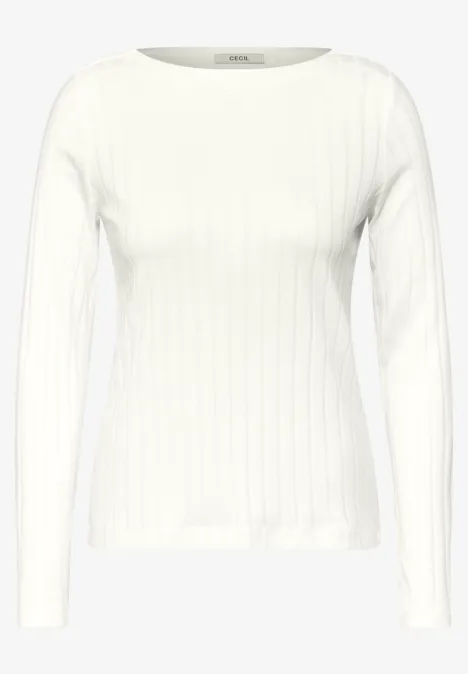 Shirt mit Rippstruktur vanilla white