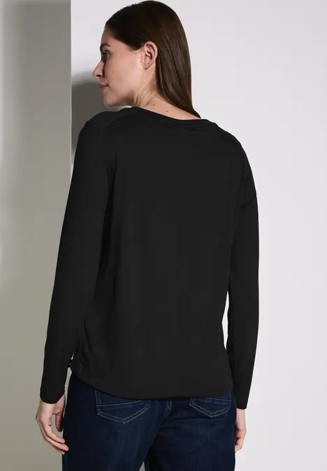 Materialmix Langarmshirt Black