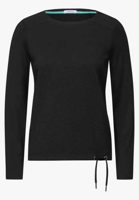 Materialmix Langarmshirt Black