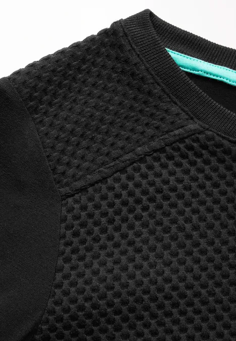 Materialmix Langarmshirt Black
