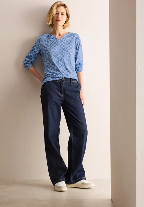 Shirt mit Minimal Print fresh light blue