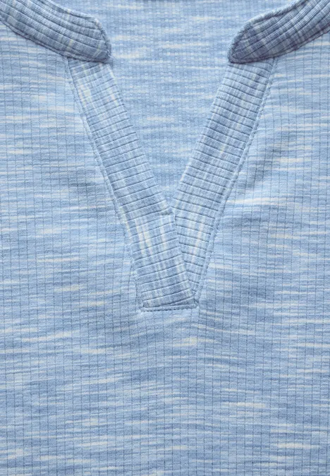 Shirt mit Rippstruktur light blue melange