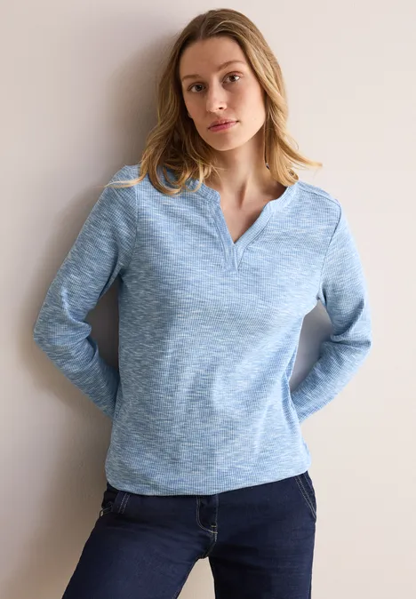 Shirt mit Rippstruktur light blue melange