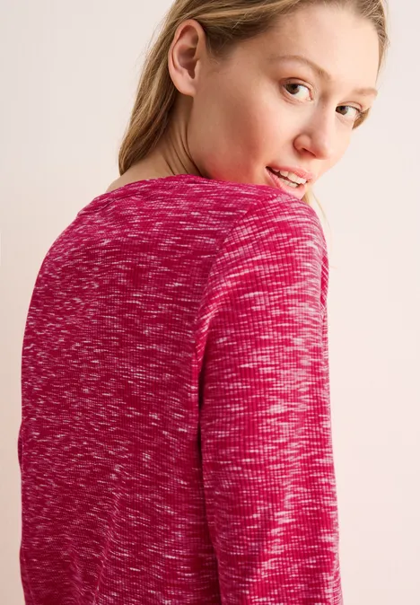 Shirt mit Rippstruktur granita red melange