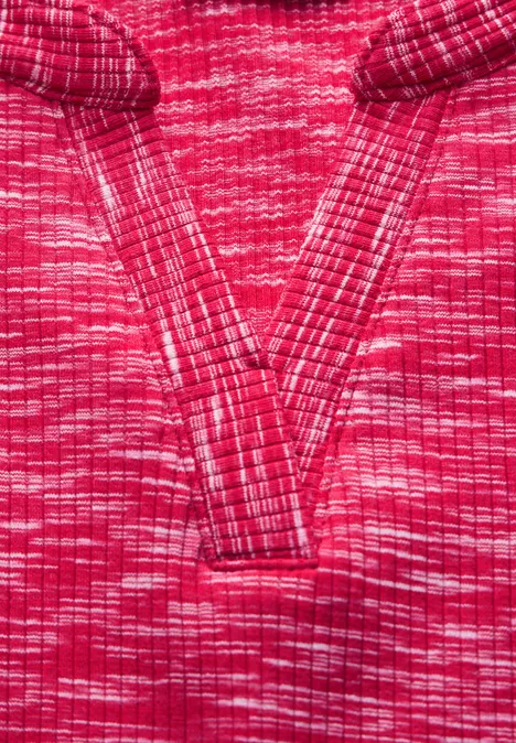 Shirt mit Rippstruktur granita red melange