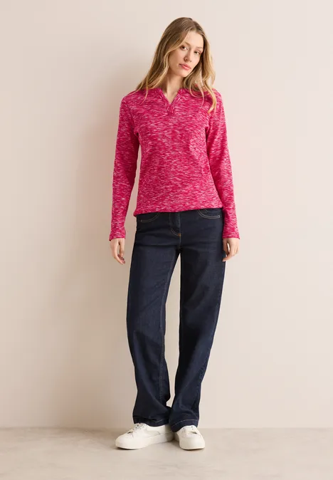 Shirt mit Rippstruktur granita red melange