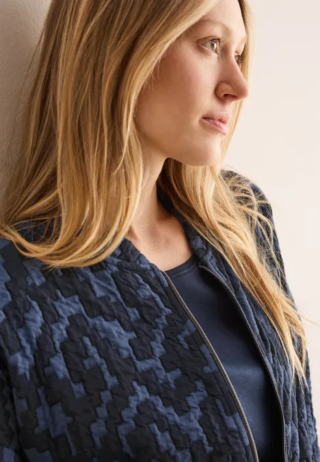 Jaquard jas met structuur universal blue