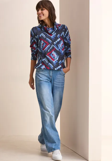 Bedrucktes Melange-Shirt universal blue melange