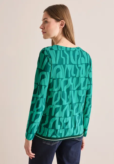 Bedrucktes Rippstrukturshirt sea green