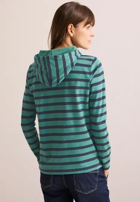 Gestreiftes Hoodieshirt sea green