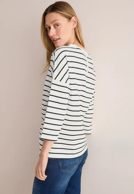 Gestreiftes Shirt vanilla white