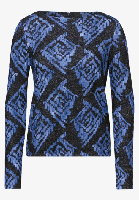 Kuscheliges Print-Shirt universal blue melange