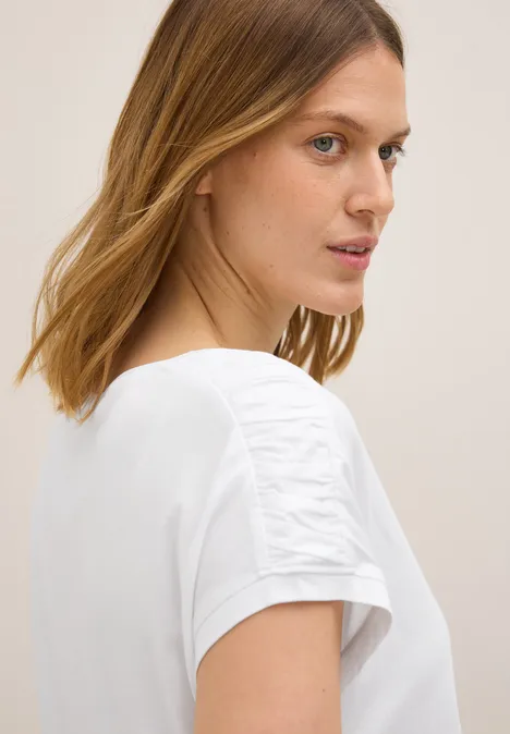 T-Shirt mit Raffung White