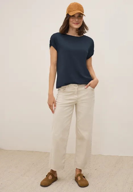 T-Shirt mit Raffung universal blue