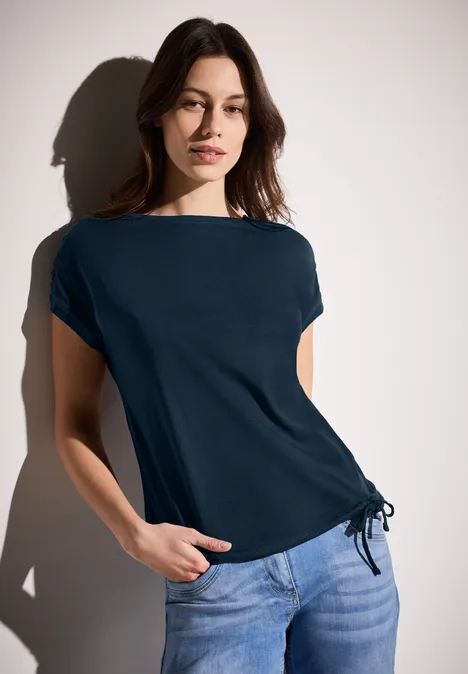 T-Shirt mit Raffung dark petrol blue
