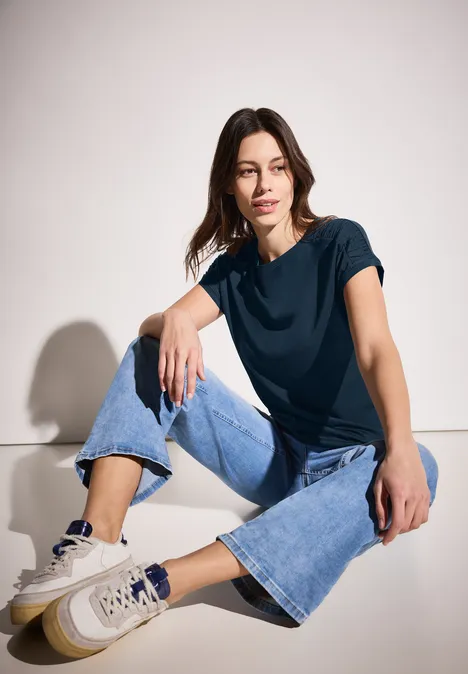 T-Shirt mit Raffung dark petrol blue