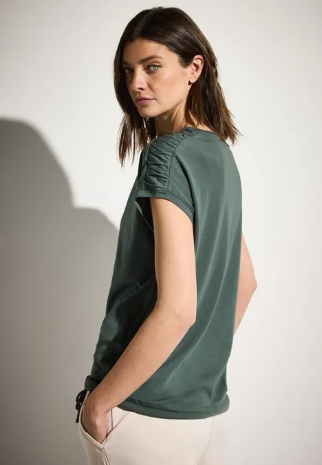 T-shirt met rimpels balmy khaki