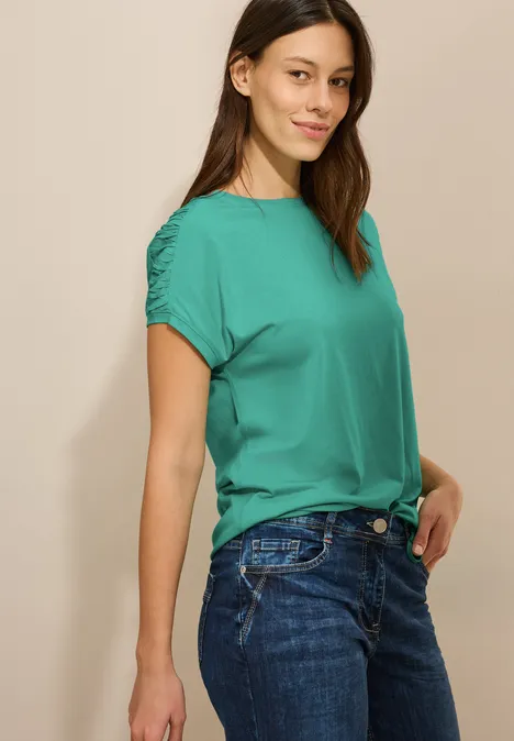 T-Shirt mit Raffung agave green