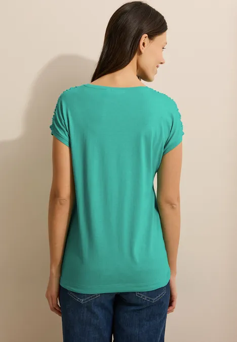 T-Shirt mit Raffung agave green