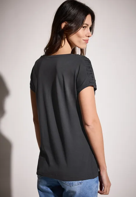T-Shirt mit Raffung grey stone