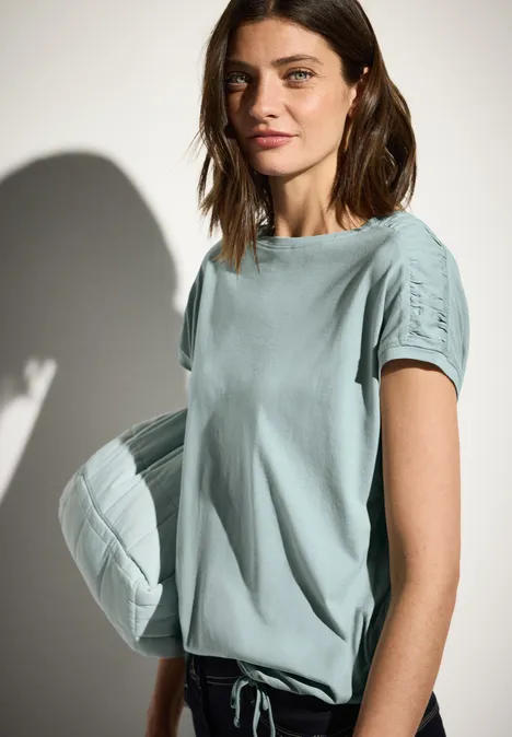 T-Shirt mit Raffung cool salvia green