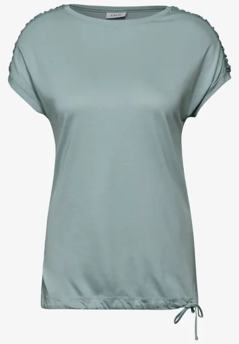 T-Shirt mit Raffung cool salvia green