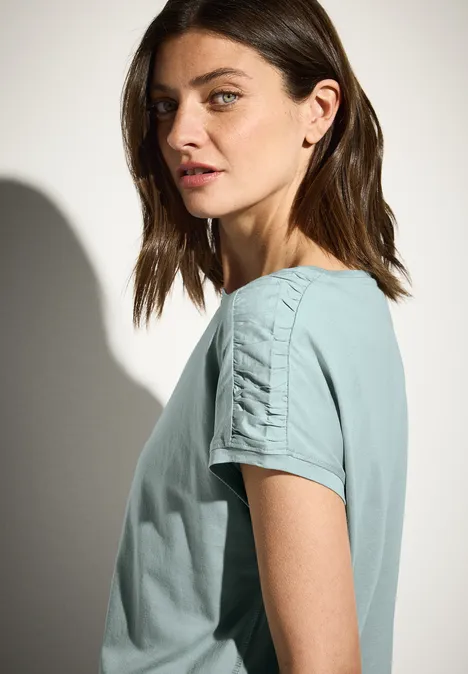 T-Shirt mit Raffung cool salvia green