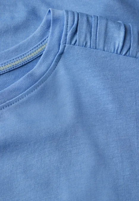 T-Shirt mit Raffung aster blue