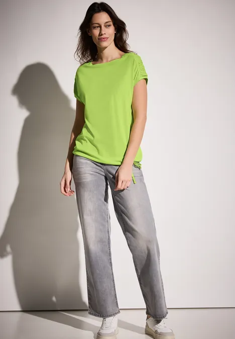 T-Shirt mit Raffung light lemon