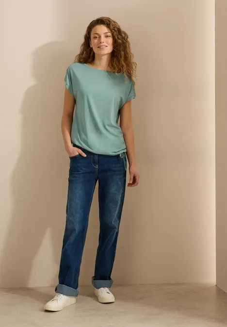 T-Shirt mit Raffung matcha green