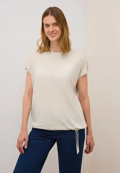 T-Shirt mit Raffung light beige
