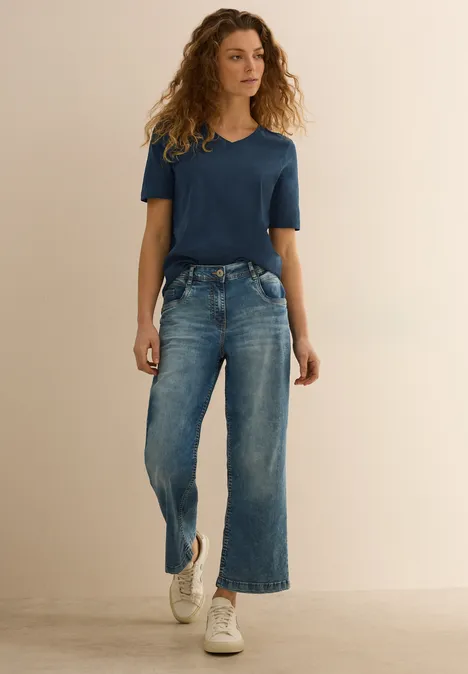 T-shirt in tuniek-look dark petrol blue