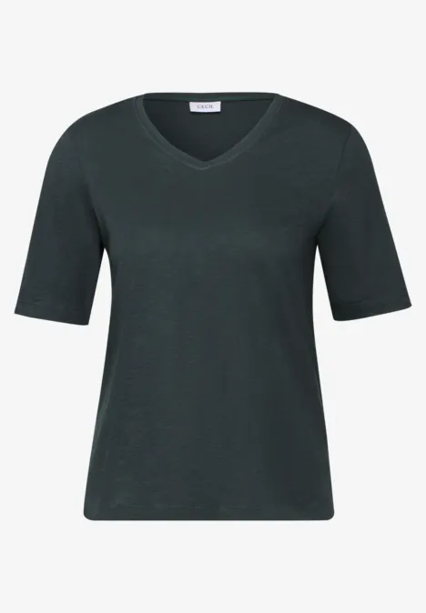 Basic V-Neck T-Shirt slate khaki
