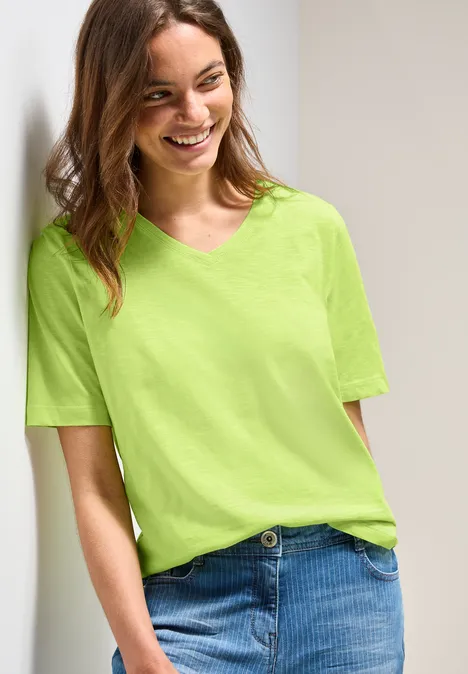 Basic V-Neck T-Shirt light lemon