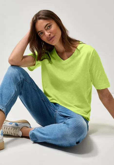 Basic V-Neck T-Shirt light lemon