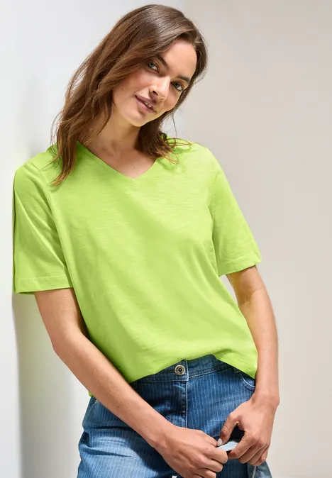 Basic V-Neck T-Shirt light lemon