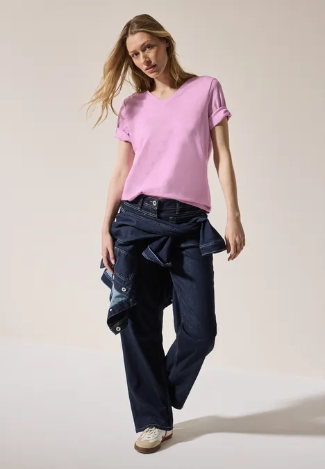 Basic V-Neck T-Shirt cherry blossom pink