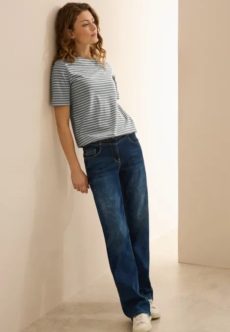 Basic Kurzarmshirt graphite light grey
