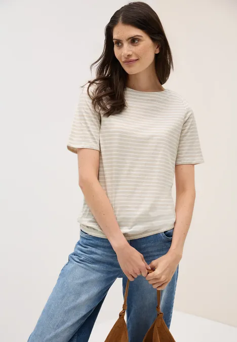 Basic Kurzarmshirt boulder beige