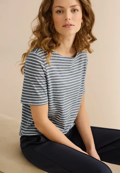 Basic Kurzarmshirt dark petrol blue