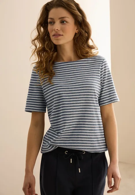 Basic Kurzarmshirt dark petrol blue