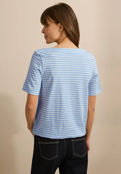 Basic Kurzarmshirt aster blue